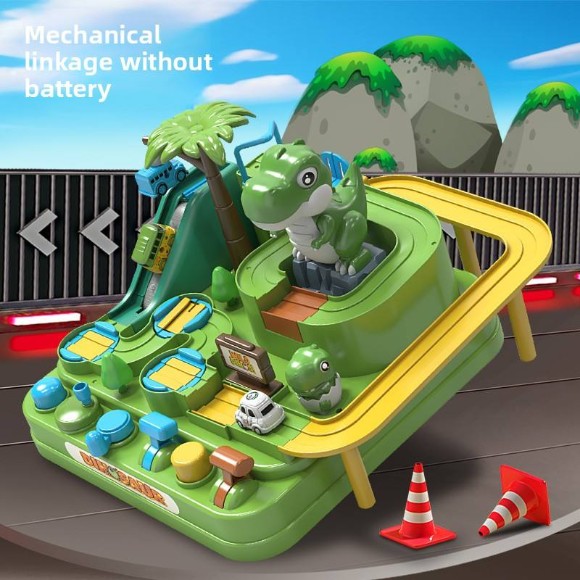 Jungle Dinosaur Challenge Adventure Kids Educational Plastic Puzzle Sliding Car Track Toy