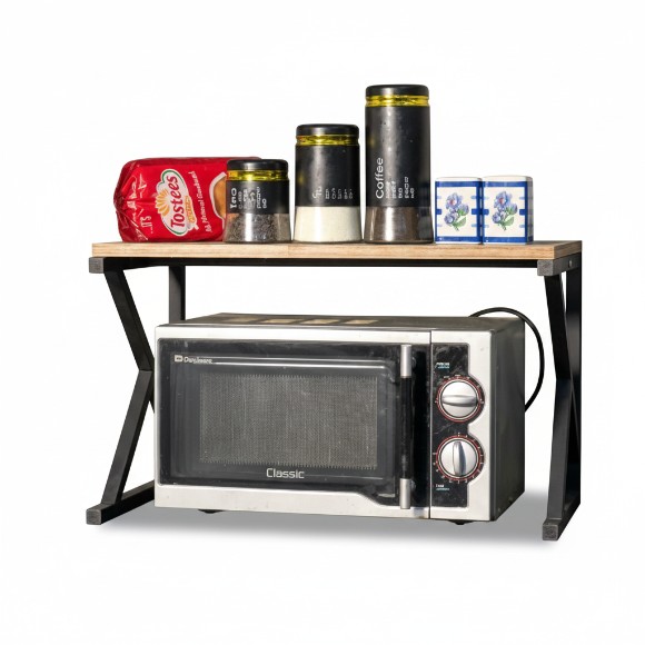 Kitchen Microwave Oven Rack Storage Double-Deck Table Oven Rack