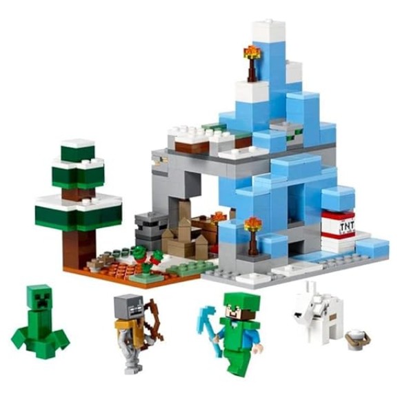 LEGO Minecraft The Frozen Peaks 21243 Cave Mountain Set with Steve, Creeper, Goat Figures & Accessories, ICY Biome Toy for Kids Age 8 Plus Years Old