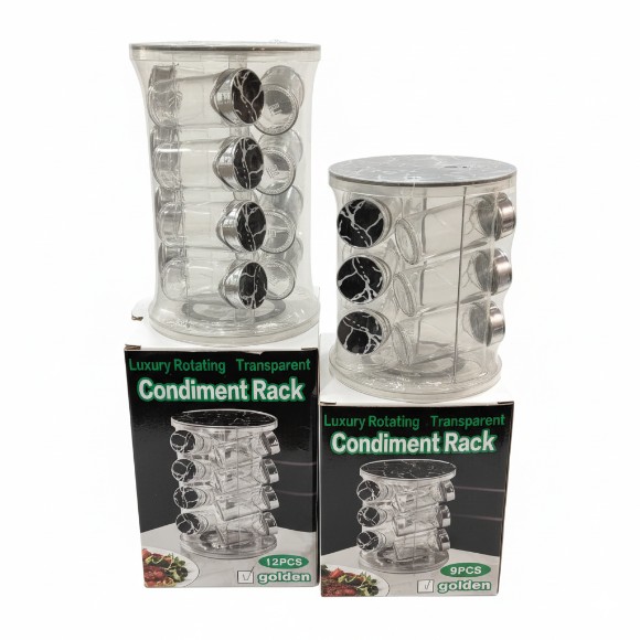 Luxury Rotating Transparent Condiment Rack Spice Tower