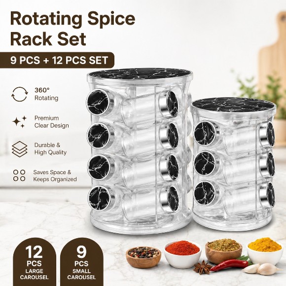Luxury Rotating Transparent Condiment Rack Spice Tower