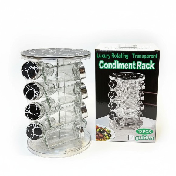 Luxury Rotating Transparent Condiment Rack Spice Tower