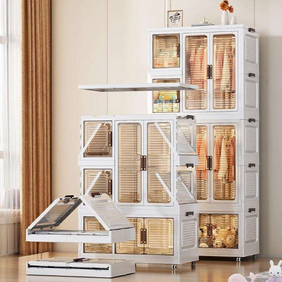 3-Layer Modern Luxury Bedroom Storage Cabinet Double-Door Baby Drawer