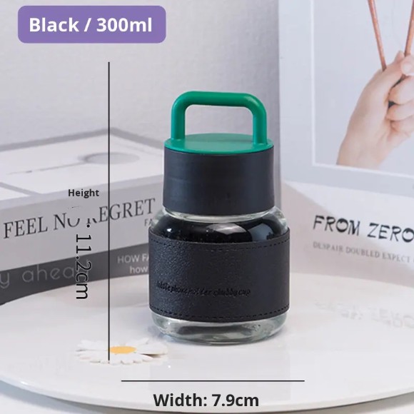 New 300Ml Cute Fat Cup With Handle Glass Water Mini Milk Cups Bottle