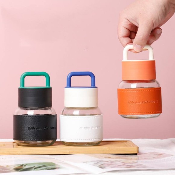 New 300Ml Cute Fat Cup With Handle Glass Water Mini Milk Cups Bottle