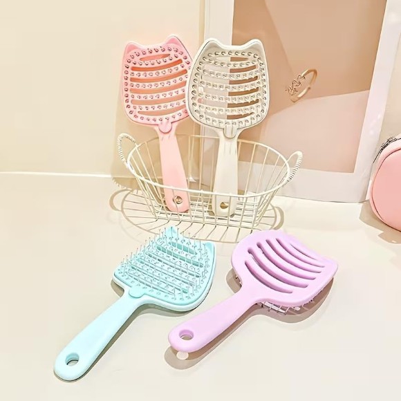 Portable Detangling Hair Brush with Removable Base Easy Cleaning Curly & Straight Hair Brush for Women & Men