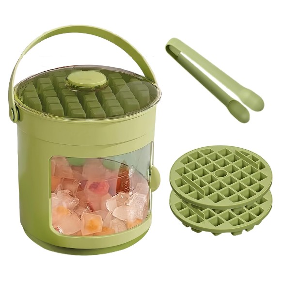 Press Type Ice Cube Tray with Lid and Container 72 Grids, Double Layer Ice Block Mould