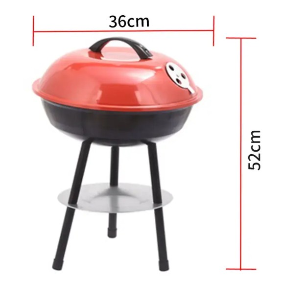 Round Charcoal Barbecue Grill Portable Small Outdoor Barbecue Grill - 36CM