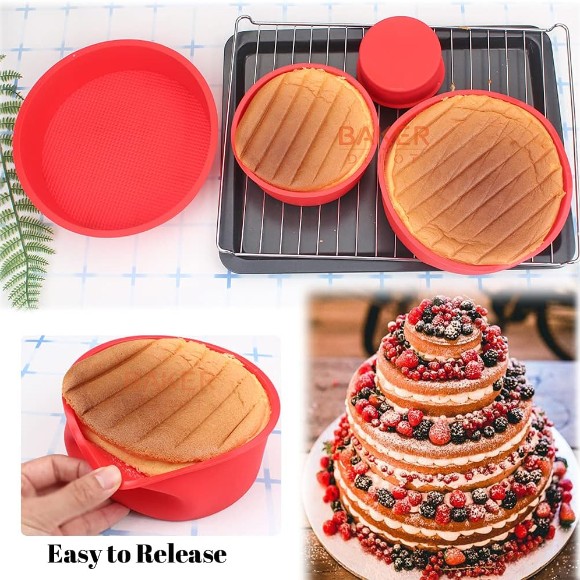 Silicone Cake Mould for Baking Layer Cakes Round Rainbow Cake Wedding 4 6 8 9 Inch Set of 4