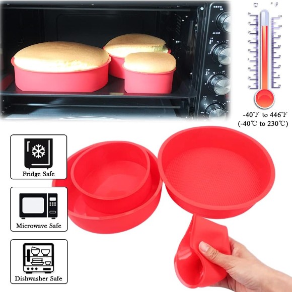 Silicone Cake Mould for Baking Layer Cakes Round Rainbow Cake Wedding 4 6 8 9 Inch Set of 4