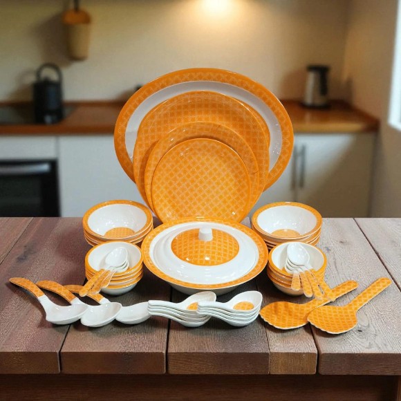 Sky Melamine Honeycomb Amber Dinner Set Serves 8 Person