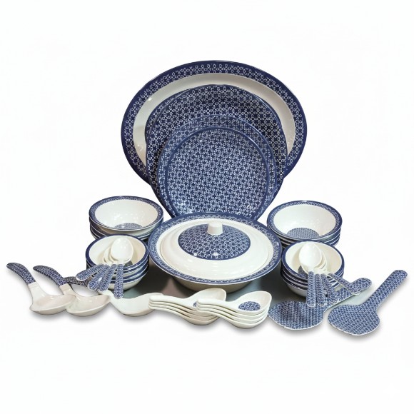 Sky Melamine Sapphire Geo Chain Dinner Set Serves 8 Person