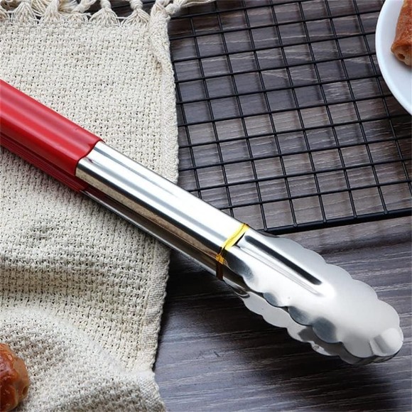 Stainless Steel Food Tongs Kitchen Tongs Bread Tongs BBQ Tongs Cooking Tools 9-Inch