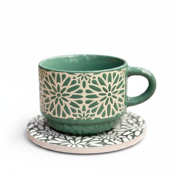 Danny Home Tea Ceramic Mugs with Coasters Pack of 6
