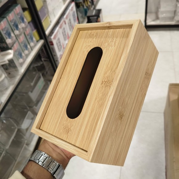 Wooden Tissue Box Dark and Light Brown