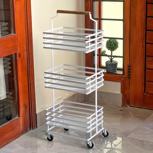 Trio Stack Metal Rolling Cart