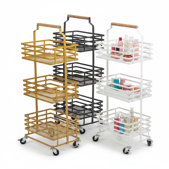 Trio Stack Metal Rolling Cart