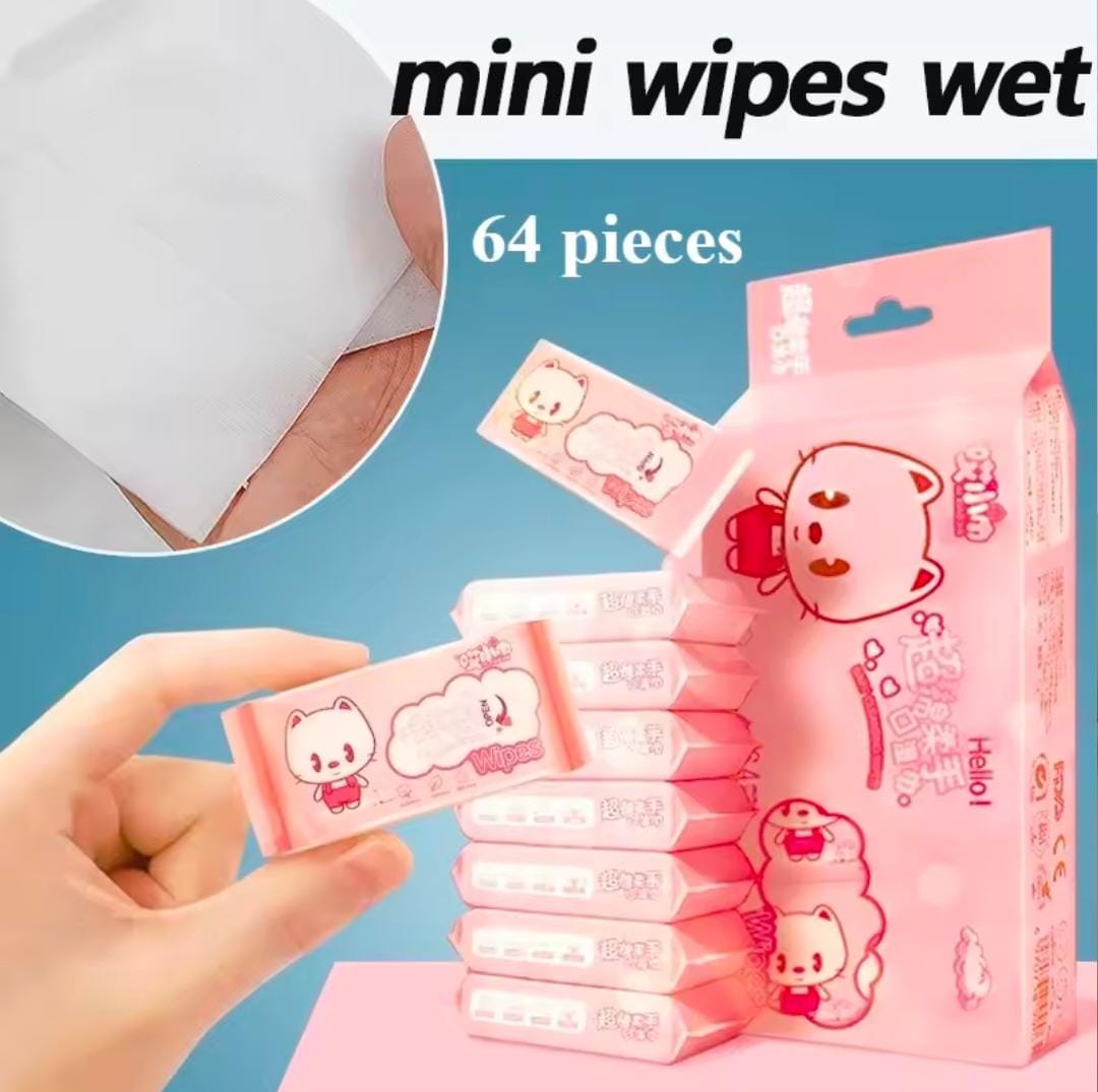 Cleaning Mini Packed Wipe (8Mini Packets in One Pack Total 64 Wipes Packet)