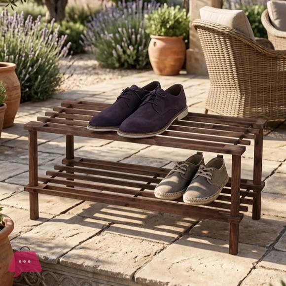 2 Tier Bamboo Shoe Rack 63cm