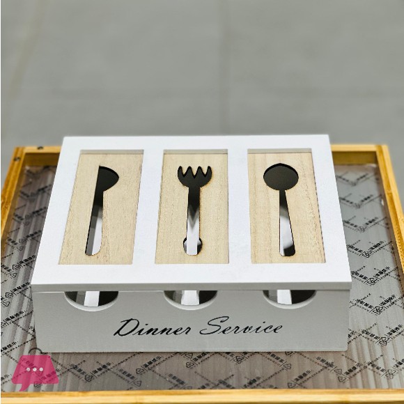 3 Compartments Cutlery Box Wooden