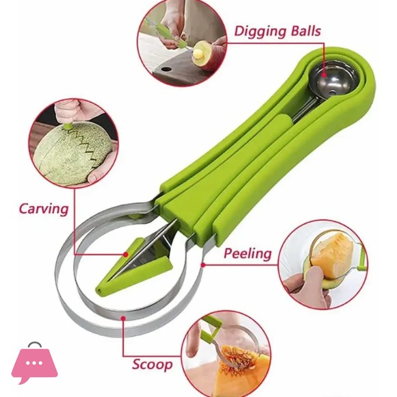 3 In 1 Watermelon Slicer Scoop, Stainless Steel Fruit Baller