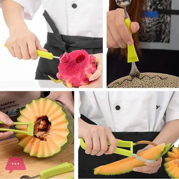 3 In 1 Watermelon Slicer Scoop, Stainless Steel Fruit Baller
