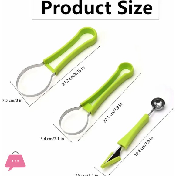 3 In 1 Watermelon Slicer Scoop, Stainless Steel Fruit Baller