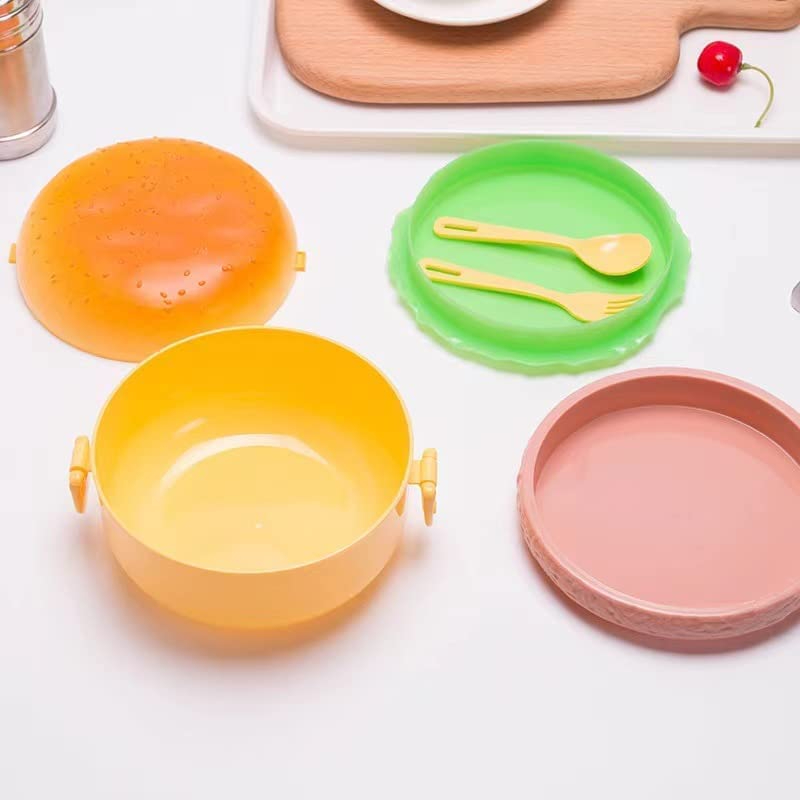 Burger Design Round Shape Lunch Box for Kids