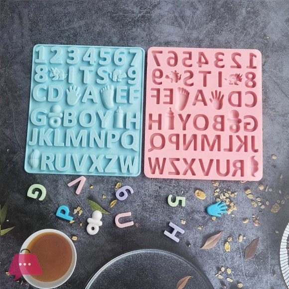 3D Boy Alphabet Silicone Mold Letters Chocolate Mold Cake Decorating Tools Tray Molds Jelly Cookies Baking Mould