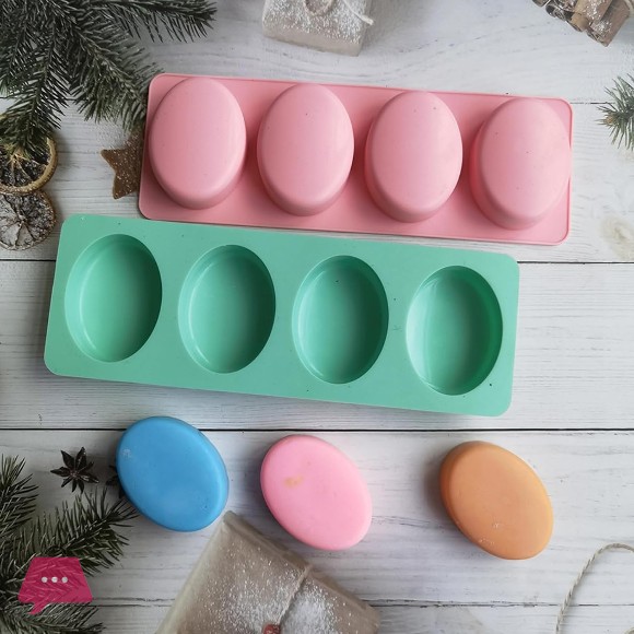 4 Cavity Oval Soap Silicone Mold Silicone Mold Silicone Soap Mold Soap Making Mold Silicone Soap Mold
