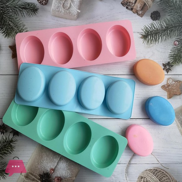 4 Cavity Oval Soap Silicone Mold Silicone Mold Silicone Soap Mold Soap Making Mold Silicone Soap Mold