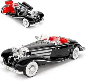 1:18 Scale Classics Benz 500K Die-Cast Metal Car with Sport car Openable Doors Light and Sound