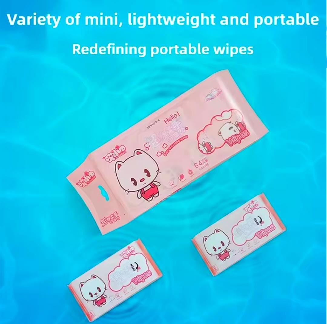Cleaning Mini Packed Wipe (8Mini Packets in One Pack Total 64 Wipes Packet)