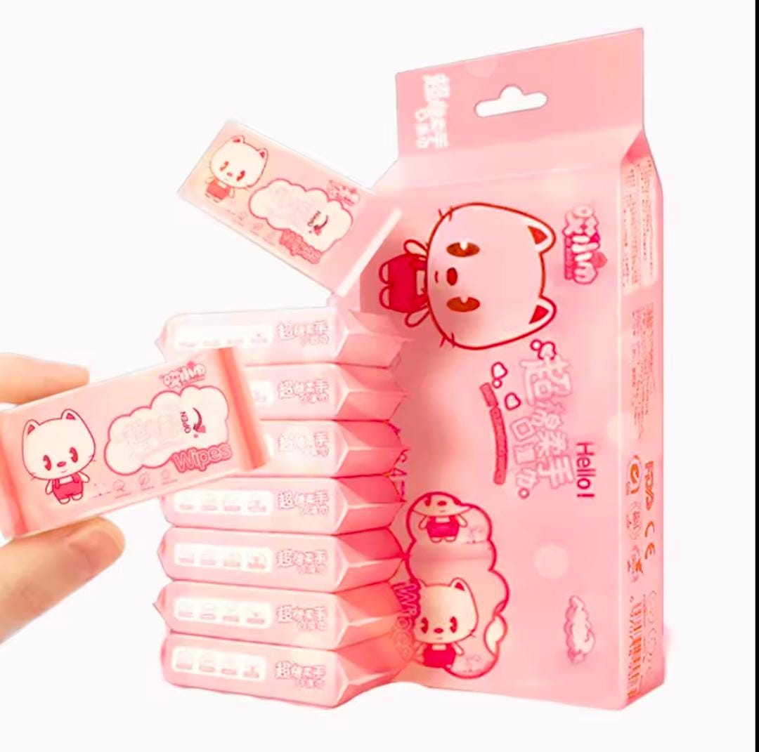 Cleaning Mini Packed Wipe (8Mini Packets in One Pack Total 64 Wipes Packet)