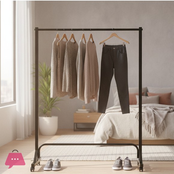 5 Feet Cloth Hanging Trolley Stand with Wheels