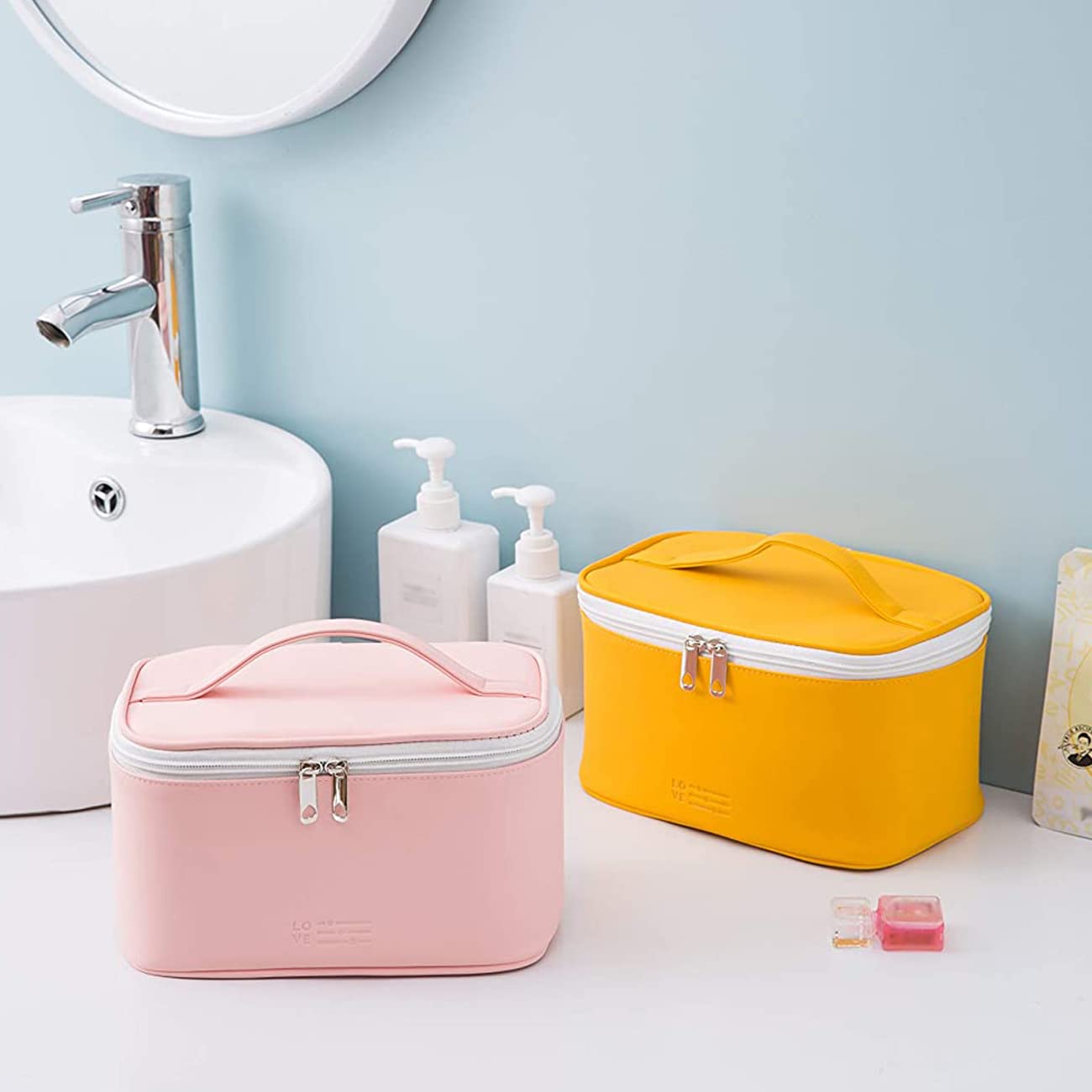 Makeup Bag Large Cosmetic Bags for Women Girls Cute Travel Zipper Pouch Toiletry Organizer