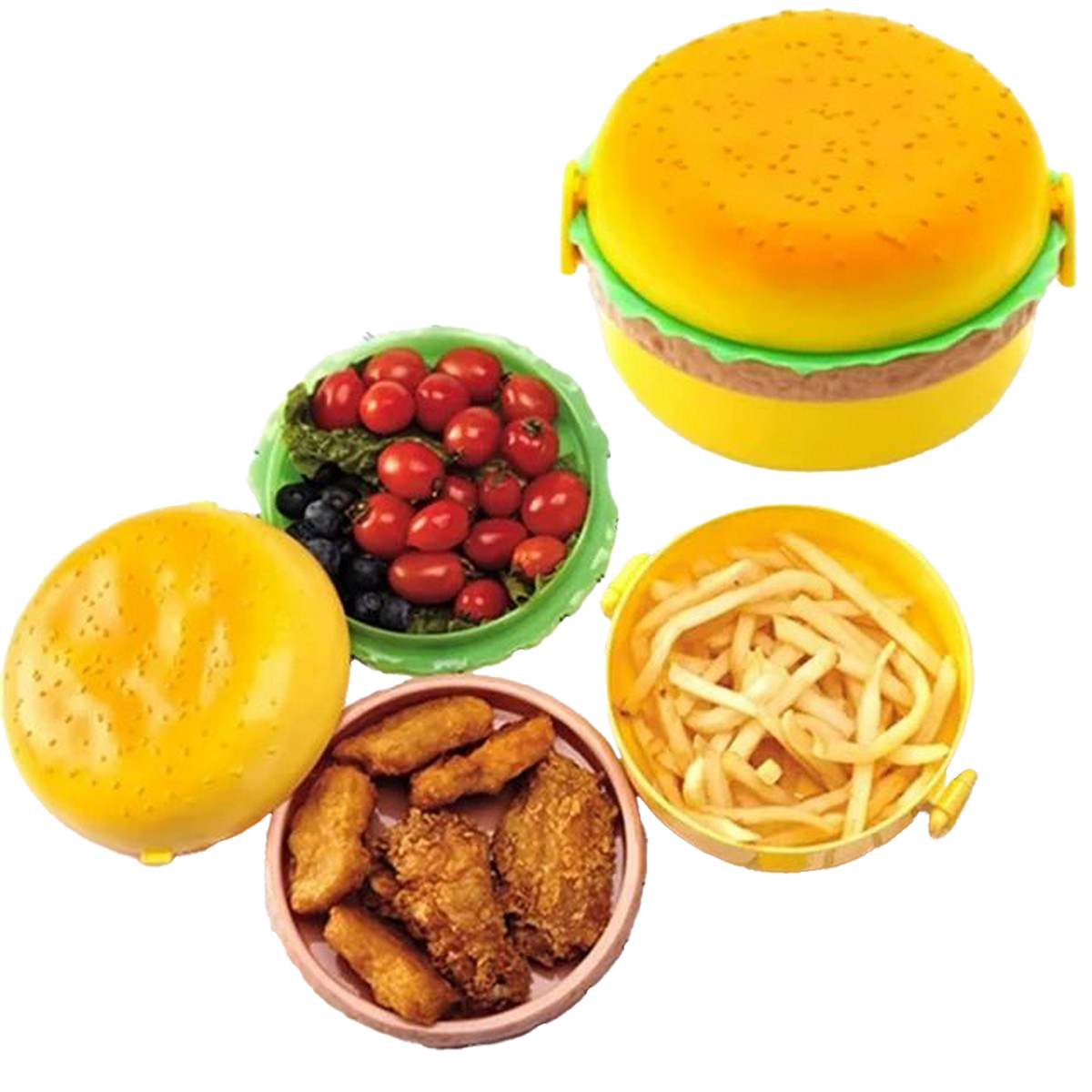 Burger Design Round Shape Lunch Box for Kids
