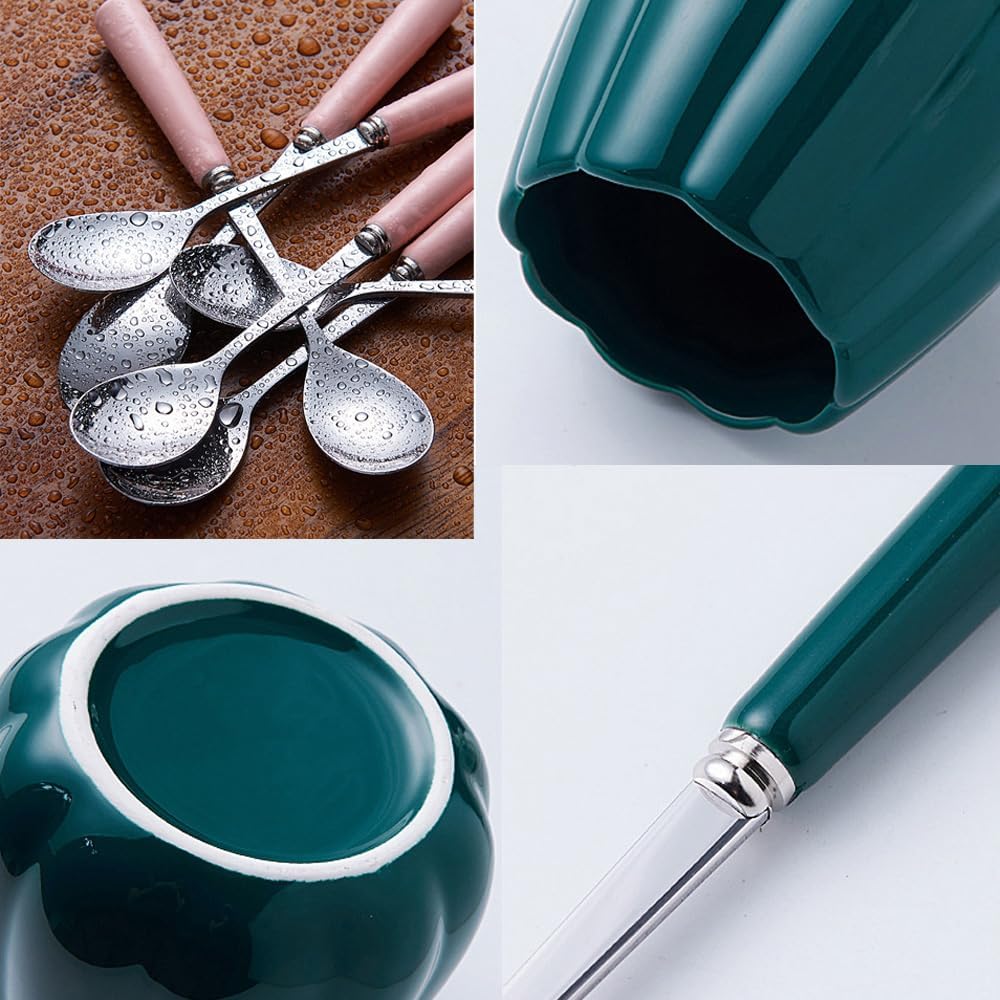 Luxury Ceramic Fruit Fork Set Stainless Steel Pick