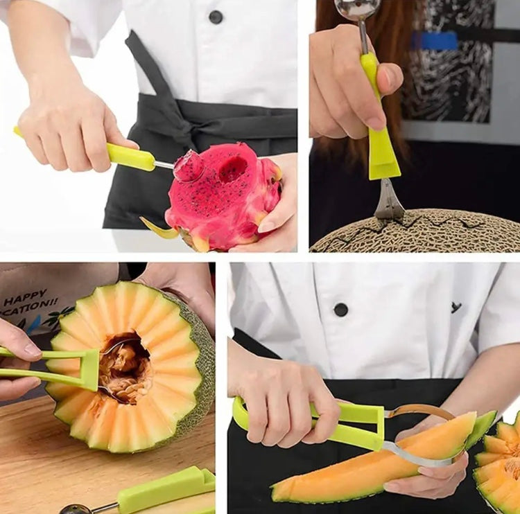 3 In 1 Watermelon Slicer Scoop, Stainless Steel Fruit Baller
