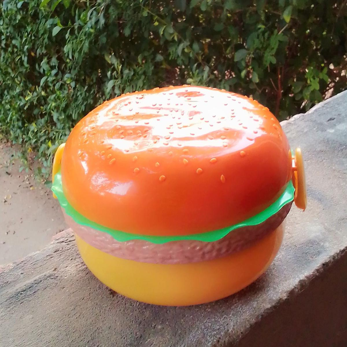Burger Design Round Shape Lunch Box for Kids