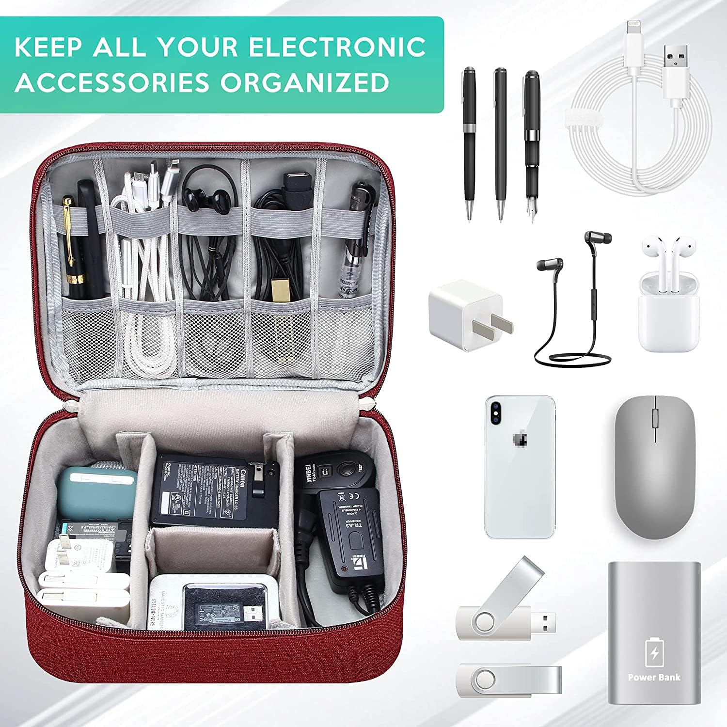 Electronics Organizer Travel Cable Organizer Bag Waterproof Portable Digital Storage Bag