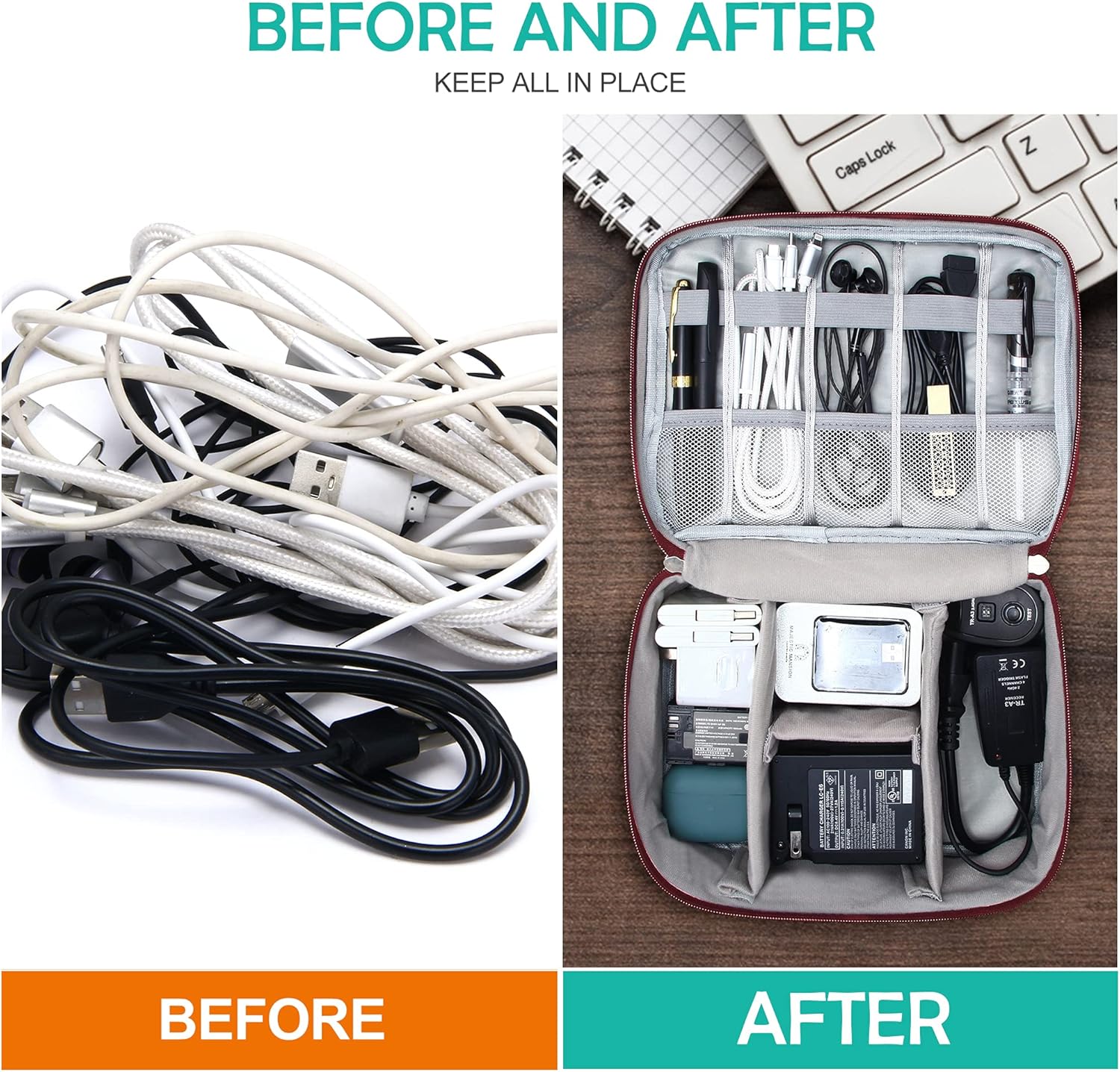 Electronics Organizer Travel Cable Organizer Bag Waterproof Portable Digital Storage Bag