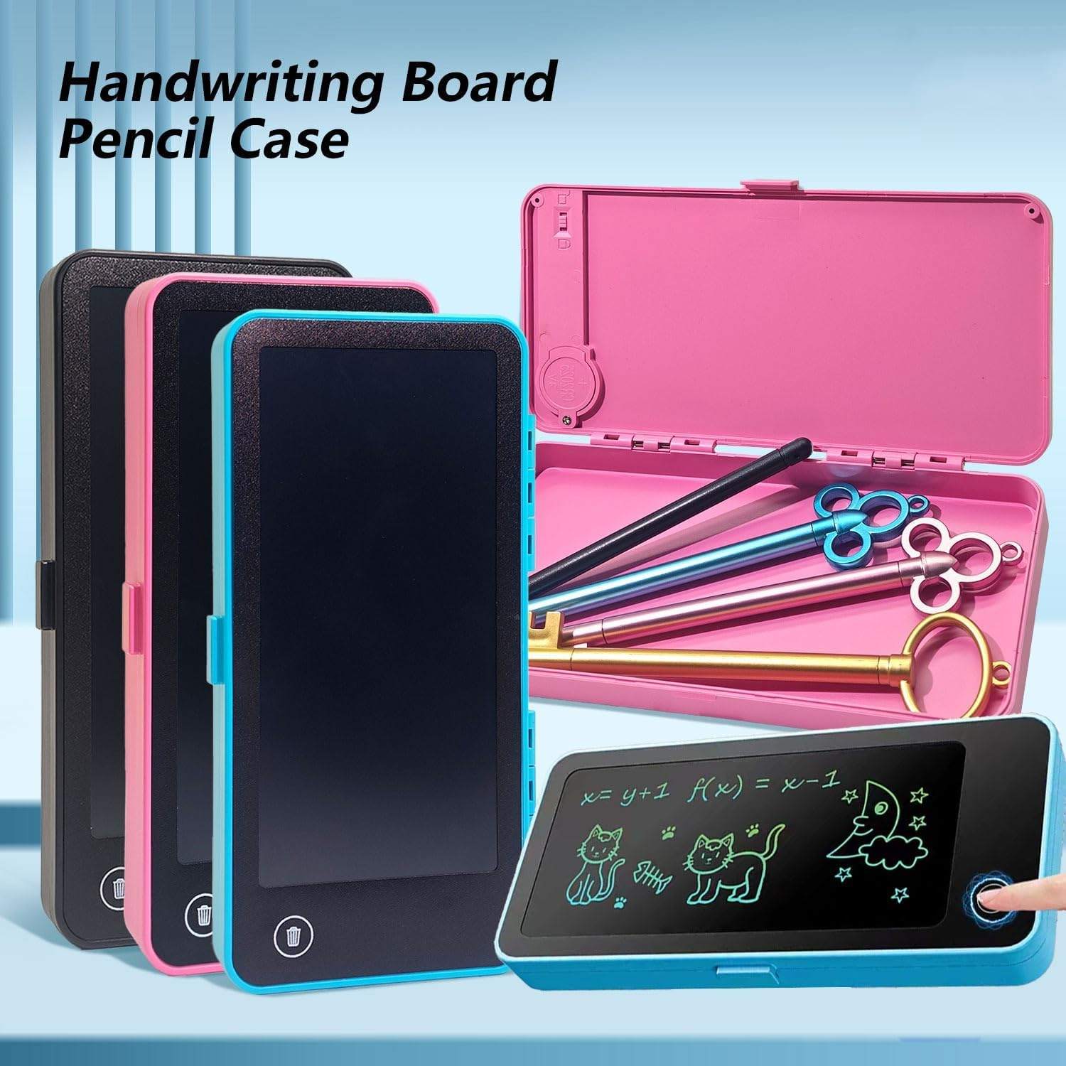 Kids Digital Drawing Board Pencil Case with Multiple Color Pens, Erase Button, and Storage Case - New