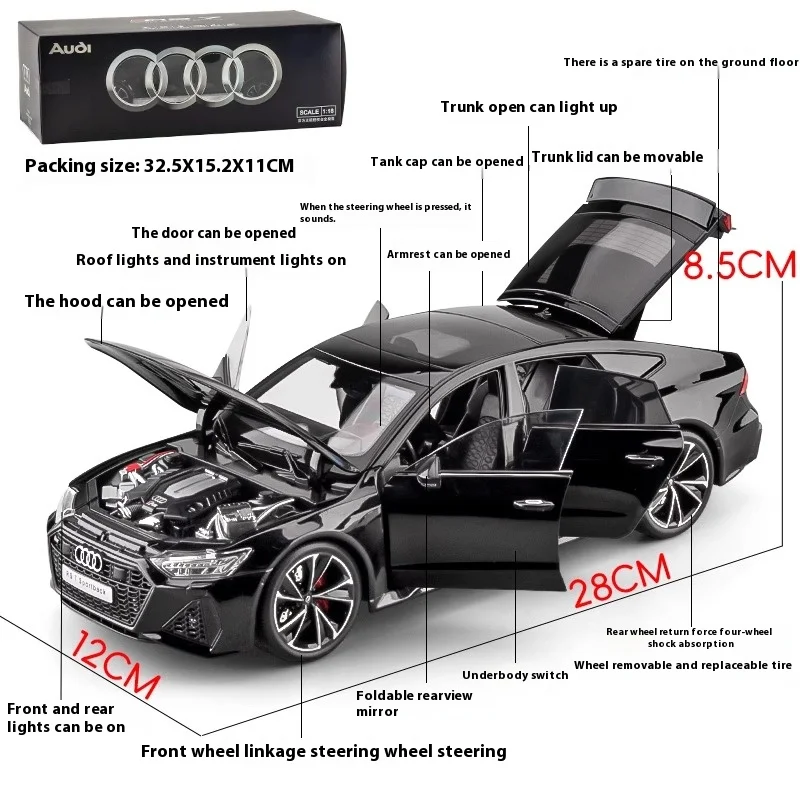 1:18 AUDI RS7 Sportback Four Door Coupe Remote Control Alloy Diecast Model Car