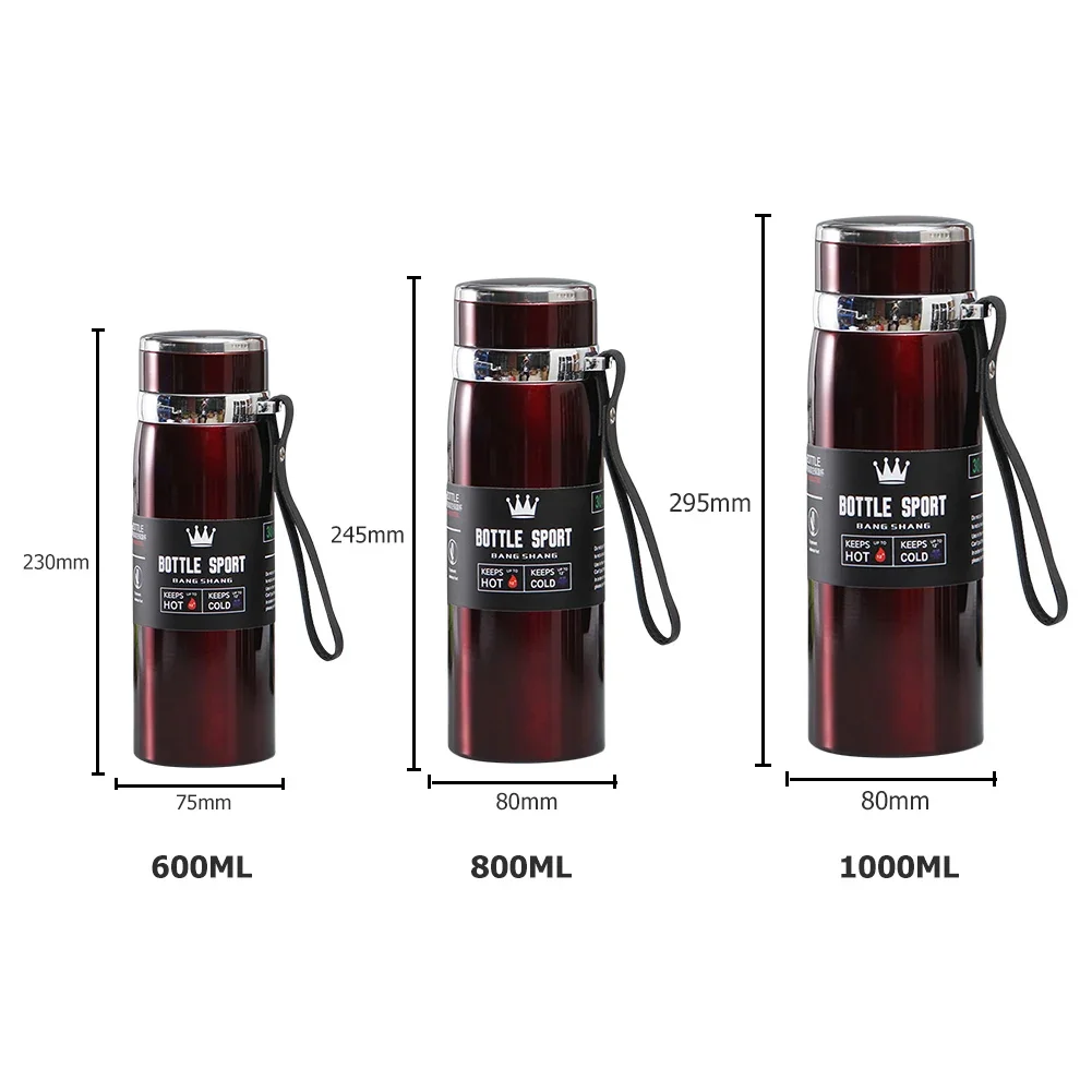Large Capacity Stainless Steel Vacuum Flask Leak Proof Double Walled Insulated Bottle for Camping Hiking Sports
