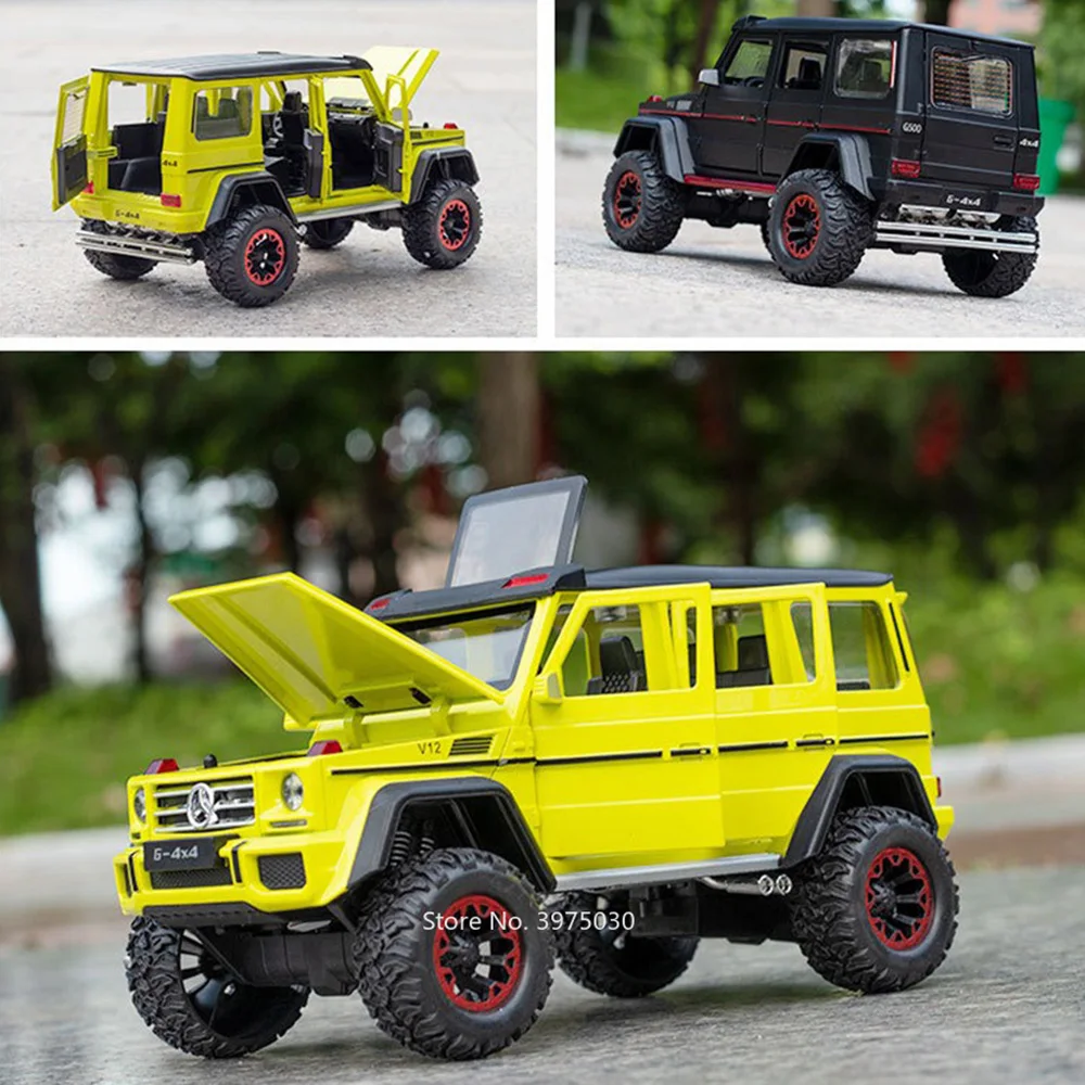 1:24 G500 4x4 Alloy Diecast Toys Cars Model Wheel Pull Back Doors Opened Off-road Vehicle for Kids Gifts