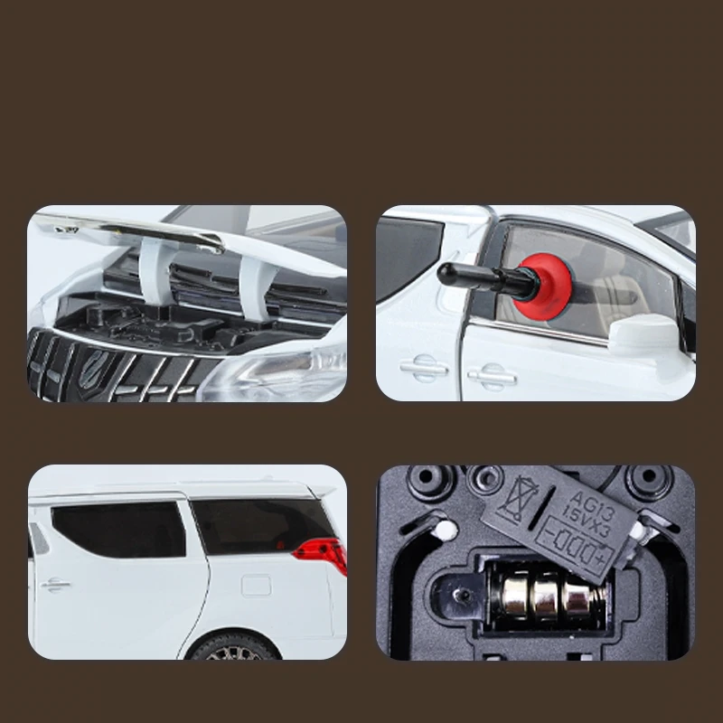 1:24 TOYOTA Alphard MPV Van Diecast Toy Car Model Vehicle Miniature Pull Back Sound & Light Doors Openable