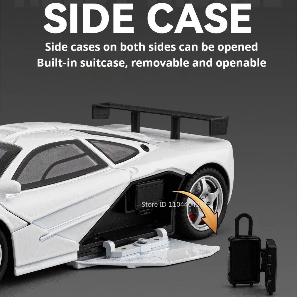 1:24 F1-LM GT Model Car Diecast Alloy Toys Doors Opened Sound Light Pull Back Diecast Model Car