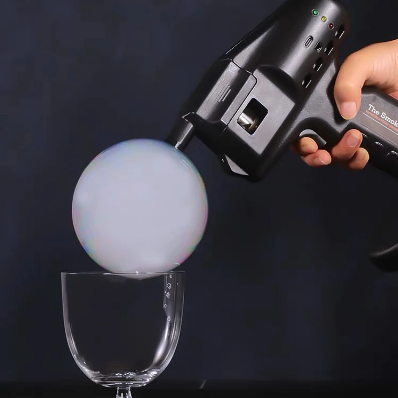 Cocktail Smoke Gun, Vapour Blaster Cocktail Bubble Smoke Gun with 5-Flavour Aroma Liquid and Edible Bubble for Food and Drink