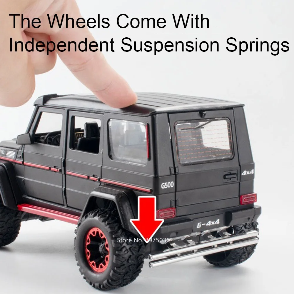 1:24 G500 4x4 Alloy Diecast Toys Cars Model Wheel Pull Back Doors Opened Off-road Vehicle for Kids Gifts